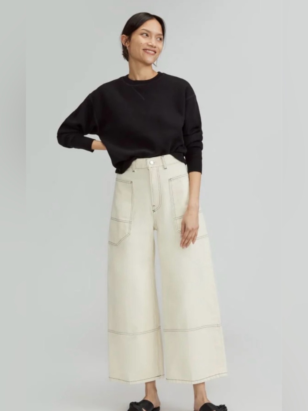 Women’s Everlane Way-High Waist Gardener Cropped Jean Ecru 30